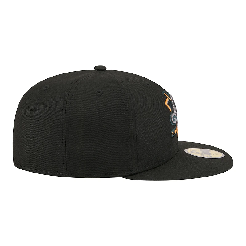 Men's New Era Black Anaheim Ducks Color Pop 59FIFTY Fitted Hat