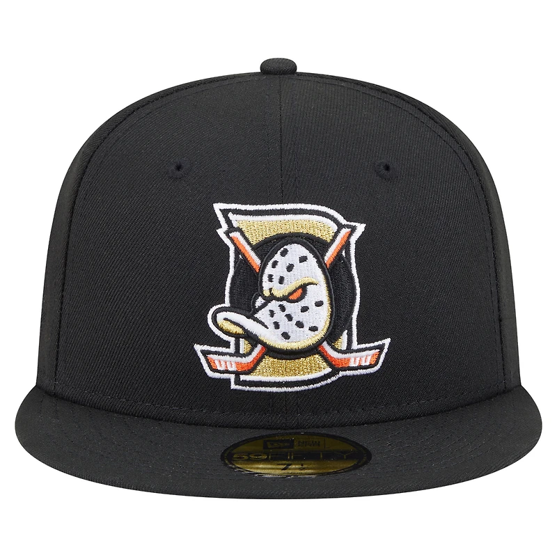 Men's New Era  Black Anaheim Ducks Deceptor 59FIFTY Fitted Hat