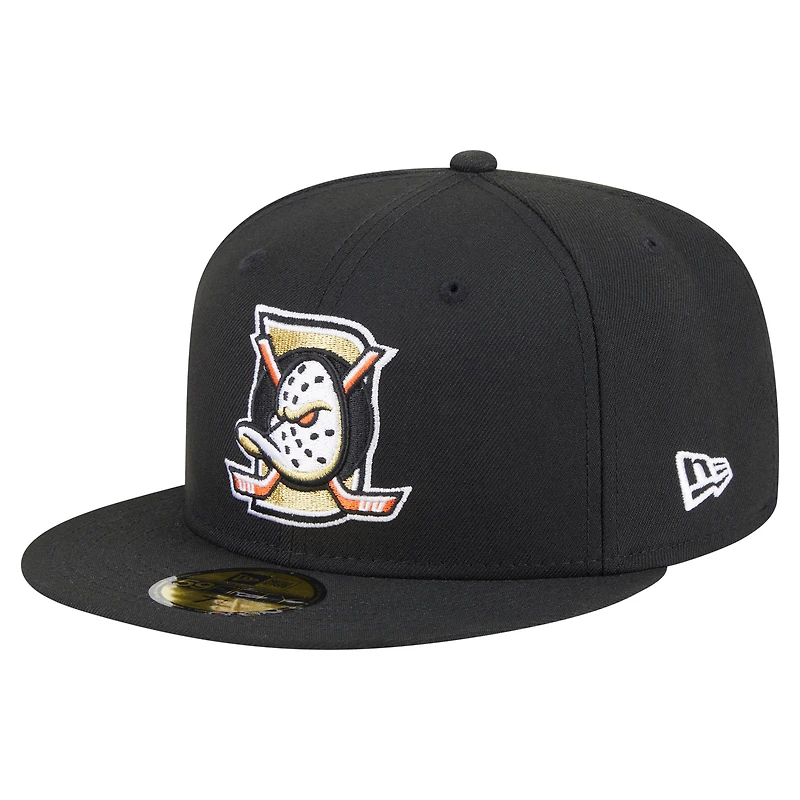 Men's New Era  Black Anaheim Ducks Deceptor 59FIFTY Fitted Hat