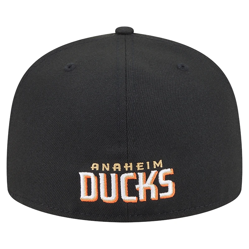 Men's New Era  Black Anaheim Ducks Deceptor 59FIFTY Fitted Hat