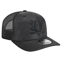 Men's New Era  Black Anaheim Ducks Quilted Nylon 9SEVENTY Adjustable Trucker Hat