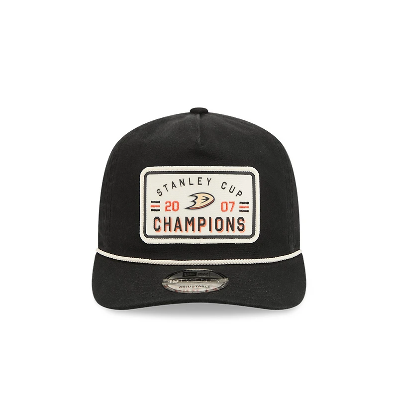 Men's New Era Black Anaheim Ducks Throwback Stanley Cup Champions Side Patch 19TWENTY Adjustable Hat