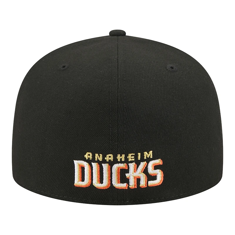 Casquette ajustée New Era 59FIFTY noire Anaheim Ducks Zamboni pour homme