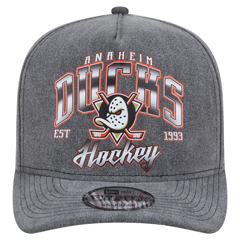 Casquette pré-courbée 9FIFTY Snapback New Era pour homme, couleur anthracite, motif Anaheim Ducks