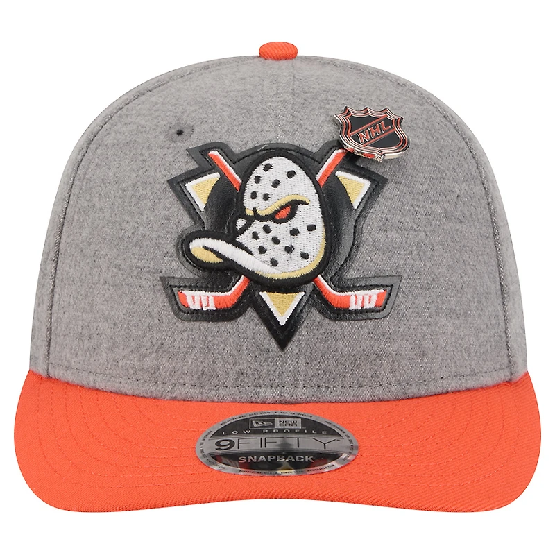 Casquette snapback 9FIFTY basse en pin grise/noire New Era pour homme, Anaheim Ducks