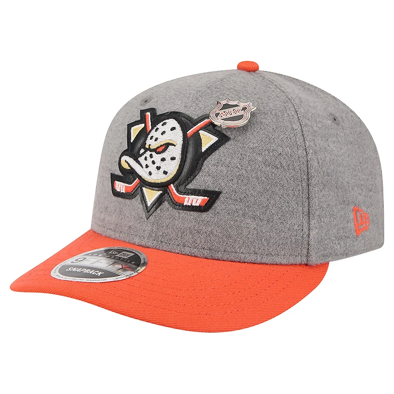 Casquette snapback 9FIFTY basse en pin grise/noire New Era pour homme, Anaheim Ducks