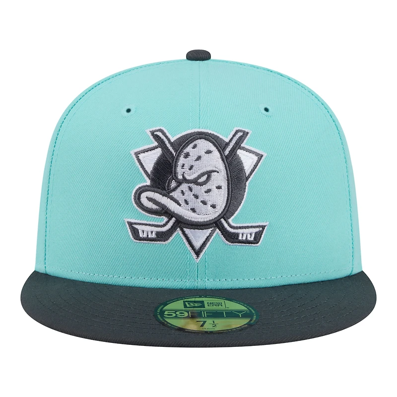 Casquette ajustée New Era 59FIFTY pour homme, turquoise et anthracite, Anaheim Ducks, lot de deux couleurs