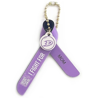 Anaheim Ducks Hockey Fights Cancer Personalized Ribbon Keychain