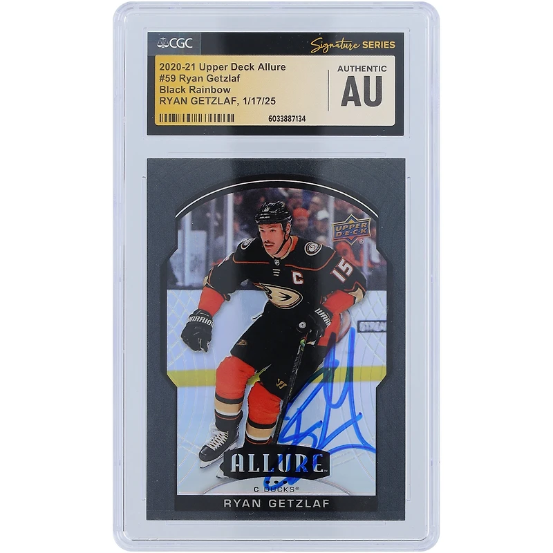 Ryan Getzlaf Anaheim Ducks Autographié 2020-21 Upper Deck Allure Black Rainbow #59 CGC Fanatics Witnessed Authenticated Card
