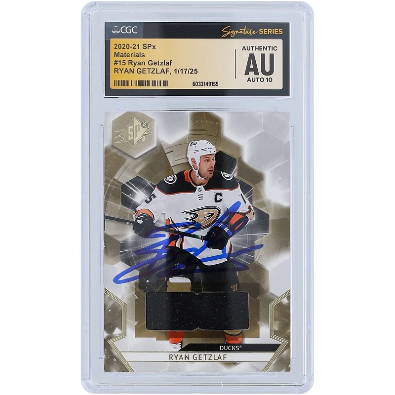 Ryan Getzlaf Anaheim Ducks Autographié 2020-21 Upper Deck SPX Relic #15 CGC Fanatics Witnessed Authenticated Auto 10 Card