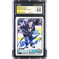 Teemu Selanne Anaheim Ducks Autographed 1998-99 Upper Deck Choice #8 CGC Fanatics Witnessed Authenticated Auto 10 Card with "HOF 17" Inscription