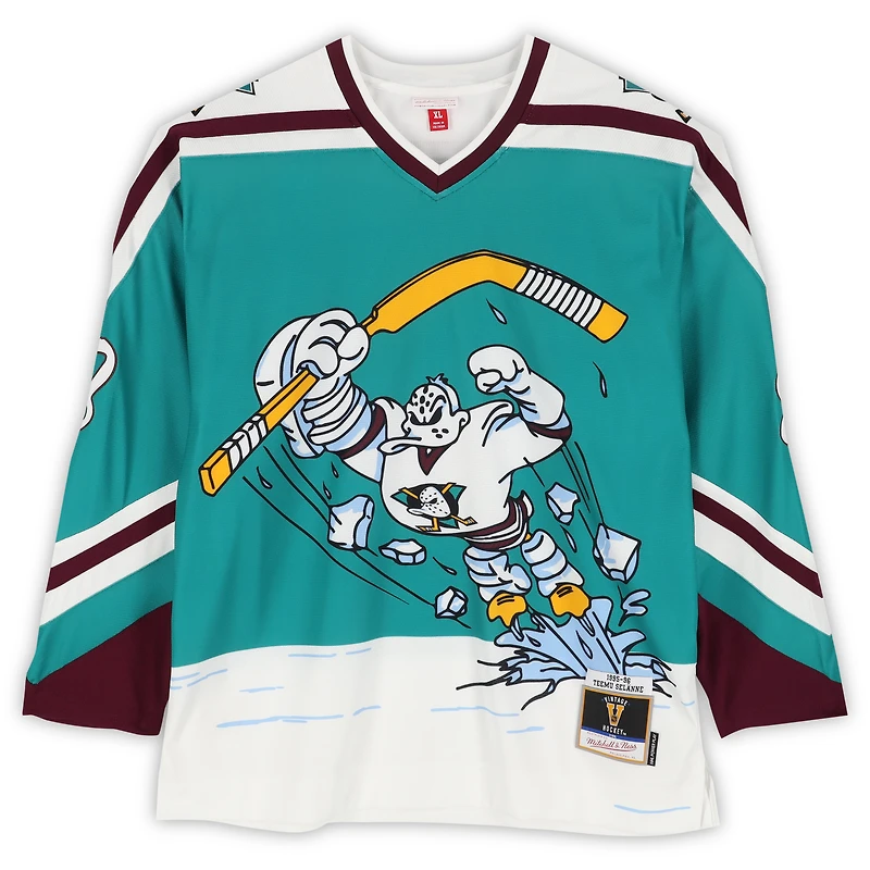 Teemu Selanne Anaheim Ducks Autographed Teal Mitchell & Ness 1995-96 Power Play Jersey