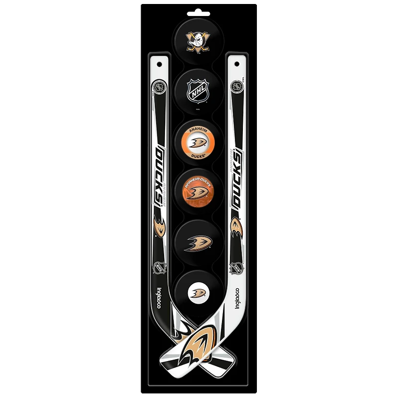 The Sports Vault Anaheim Ducks Mini Hockey Stick & Foam Puck Eight-Piece Set