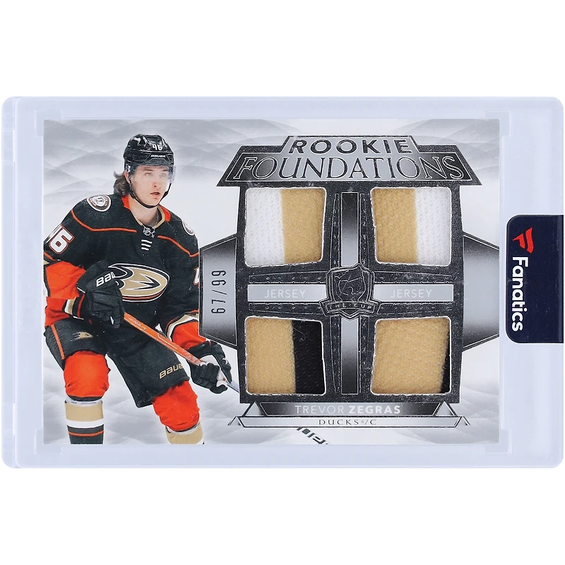 Carte recrue Trevor Zegras des Ducks d'Anaheim 2021-22 Upper Deck The Cup Foundations Quad Relic #F-TZ #67/99