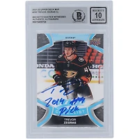 Carte de recrue numéro 10 authentifiée de Beckett Fanatics 2021-22 Upper Deck MVP #250 signée Trevor Zegras des Anaheim Ducks avec l'inscription « 2019 #9 Pick »
