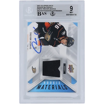 Trevor Zegras Anaheim Ducks Autographed 2021-22 Upper Deck Series 2 Black Relic #RM-TZ Beckett Fanatics Witnessed Authenticated 9/10 Rookie Card