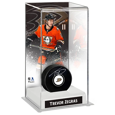 Trevor Zegras Anaheim Ducks Autographed Puck with Deluxe Tall Hockey Puck Case