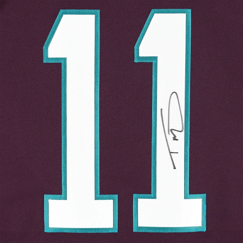 Maillot authentique adidas violet autographié par Trevor Zegras des Anaheim Ducks