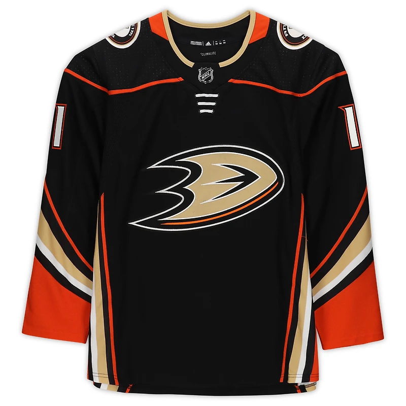 Maillot authentique adidas dédicacé par Trevor Zegras Black Anaheim Ducks # 11