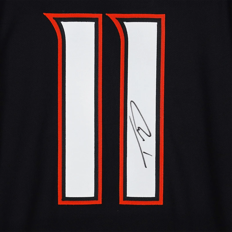 Maillot authentique adidas dédicacé par Trevor Zegras Black Anaheim Ducks # 11