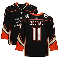 Maillot authentique adidas dédicacé par Trevor Zegras Black Anaheim Ducks # 11