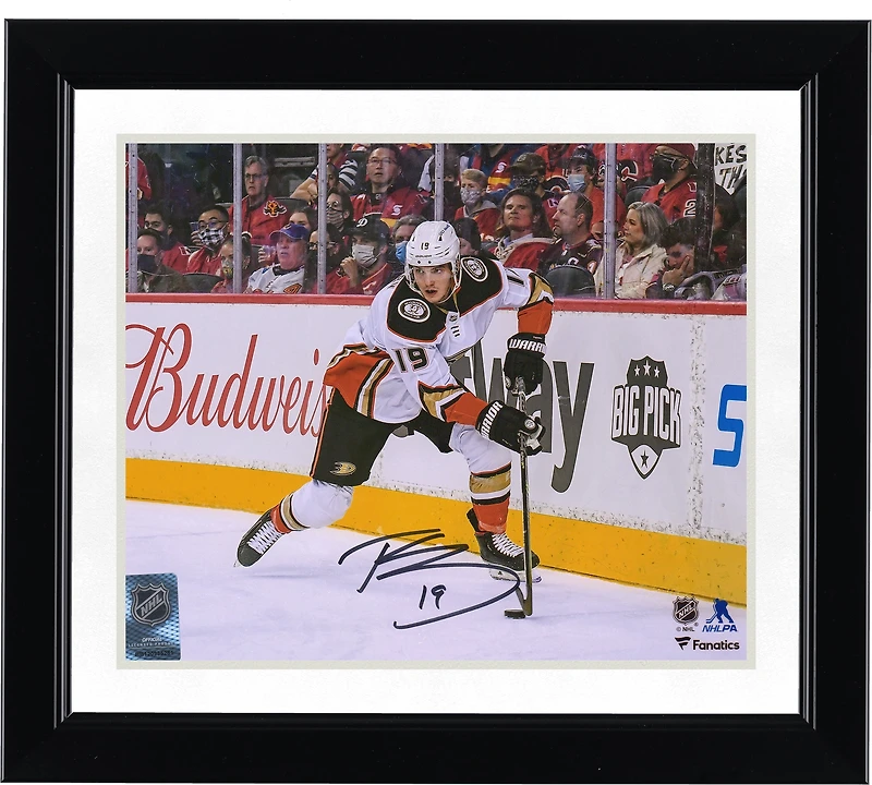 Troy Terry Anaheim Ducks Autographed 8" x 10" White Jersey with Puck Photograph