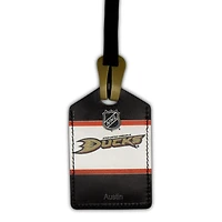 Étiquette de bagage en cuir personnalisée Anaheim Ducks blanc