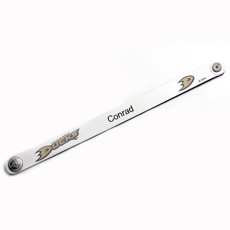 White Anaheim Ducks Personalized Leather Slim Bracelet