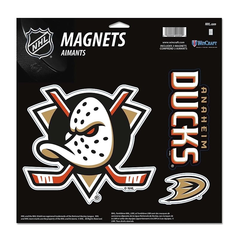 WinCraft Anaheim Ducks Three-Pack Indoor/Outdoor Vinyl Magnet Set