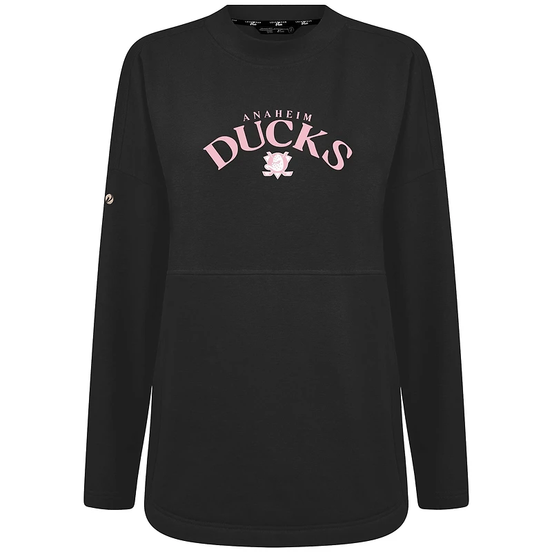 Women's Levelwear  Black Anaheim Ducks Mother's Day Beaudry Arched Pullover Sweatshirt