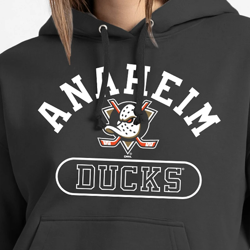 Women's Champion  Black Anaheim Ducks Arched Pill Box Hoodie