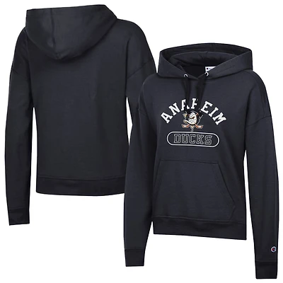 Women's Champion Black Anaheim Ducks Arched Pill Box Hoodie