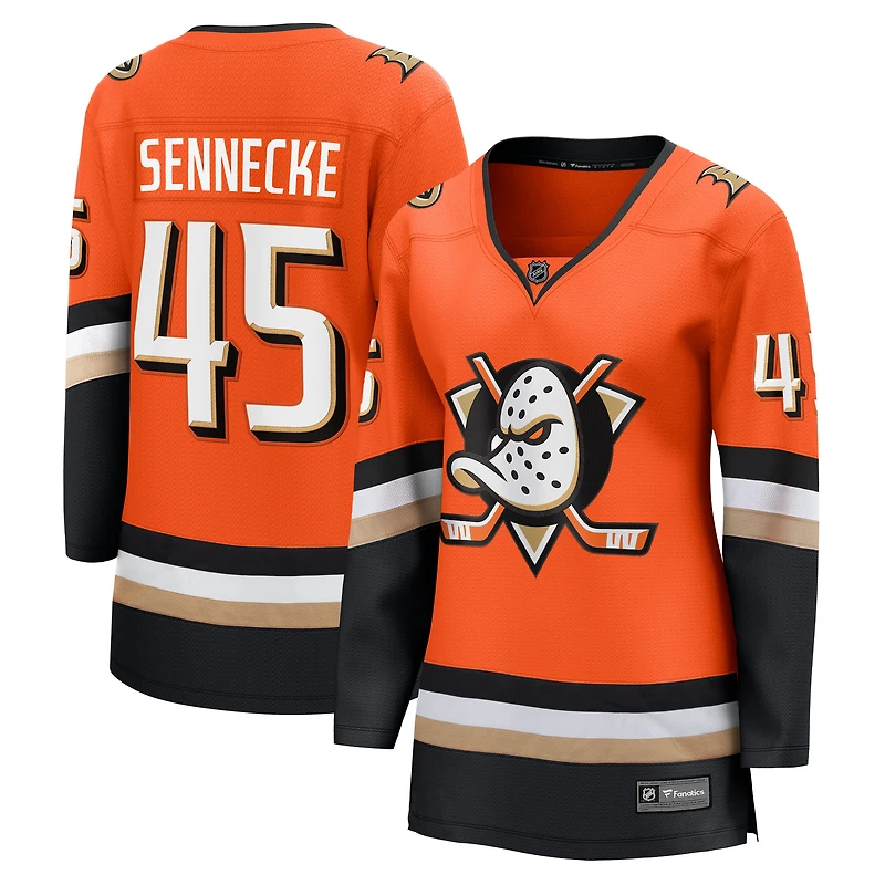 Women's Fanatics Beckett Sennecke Orange Anaheim Ducks Home Breakaway Jersey