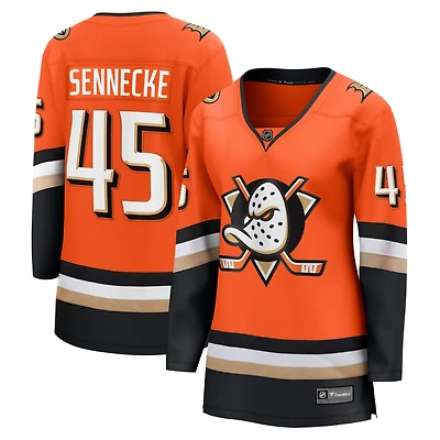 Women's Fanatics Beckett Sennecke Orange Anaheim Ducks Home Breakaway Jersey