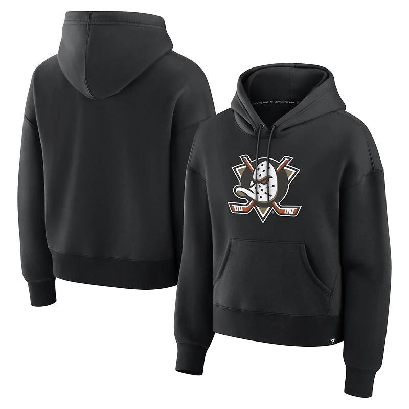 Sweat à capuche essentiel noir Anaheim Ducks pour femmes de Fanatics