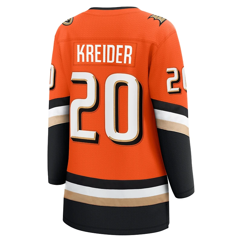 Maillot de joueur échappé à domicile orange des Ducks d'Anaheim Chris Kreider, fanatiques féminines