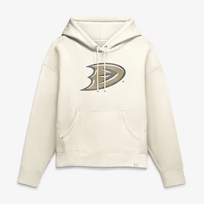 Women's Fanatics Cream Anaheim Ducks Distressed Logo Hoodie