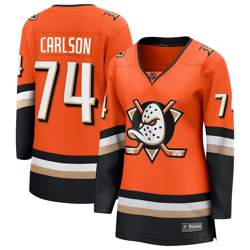 Women's Fanatics John Carlson Orange Anaheim Ducks Home Breakaway Jersey