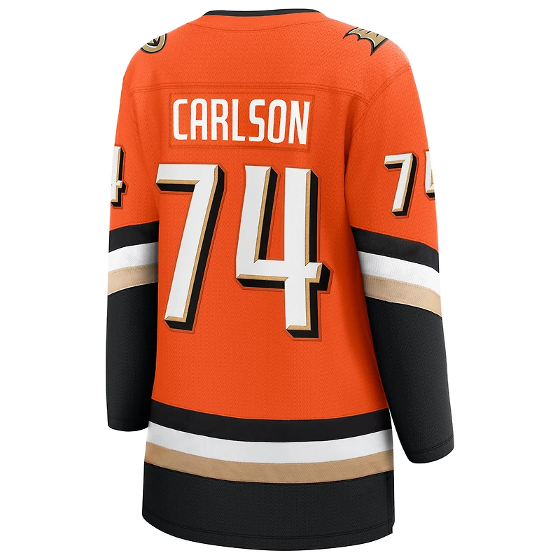 Women's Fanatics John Carlson Orange Anaheim Ducks Home Breakaway Jersey