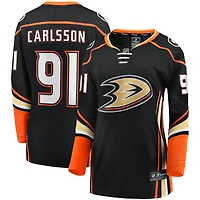 Maillot de joueur échappé à domicile Fanatics Leo Carlsson des Ducks d'Anaheim noir pour femmes