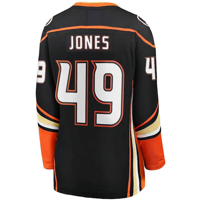 Maillot de joueur échappé à domicile Fanatics Max Jones des Ducks d'Anaheim noir pour femmes