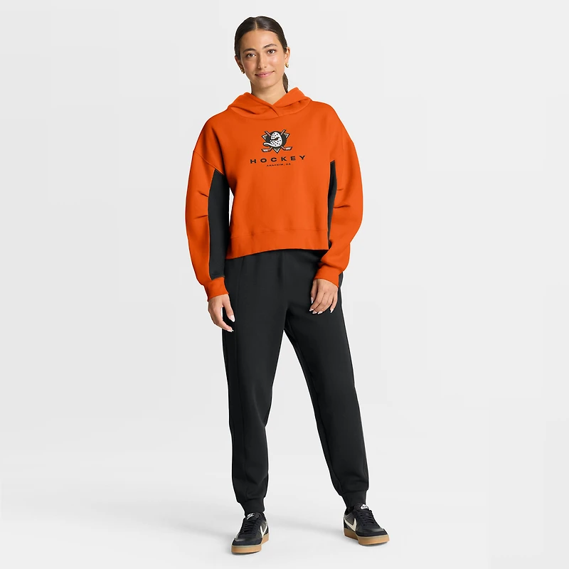 Sweat à capuche boxy orange Anaheim Ducks Fanatics pour femmes