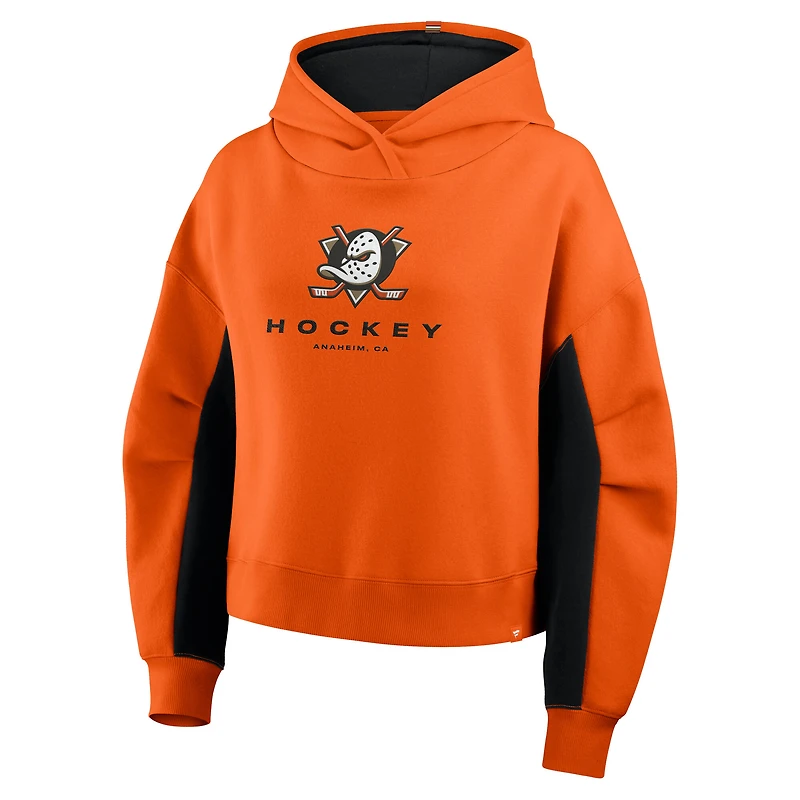 Women's Fanatics Orange Anaheim Ducks Back Check Boxy Hoodie