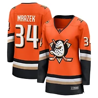 Maillot orange Petr Mrazek, équipe féminine fanatique, domicile des Ducks d'Anaheim