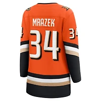 Maillot orange Petr Mrazek, équipe féminine fanatique, domicile des Ducks d'Anaheim