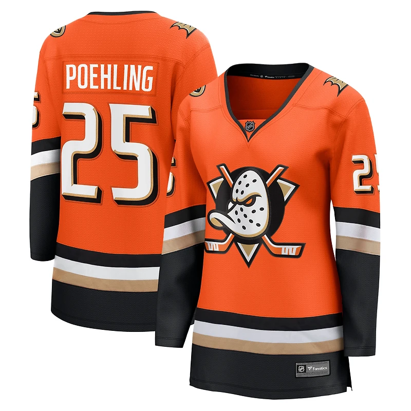 Maillot orange Ryan Poehling des Ducks d'Anaheim pour femmes
