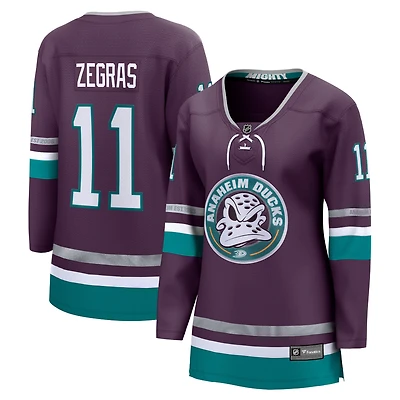 Fanatics pour femmes Trevor Zegras Violet Anaheim Ducks Alternate Premier Breakaway Player Maillot