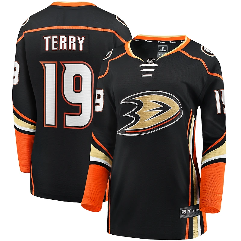 Maillot de joueur échappé l'équipe locale des Ducks d'Anaheim Fanatics Troy Terry noir pour femmes