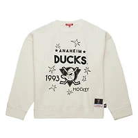 Women's Mitchell & Ness  Cream Anaheim Ducks Logo 3.0 Sweatshirt