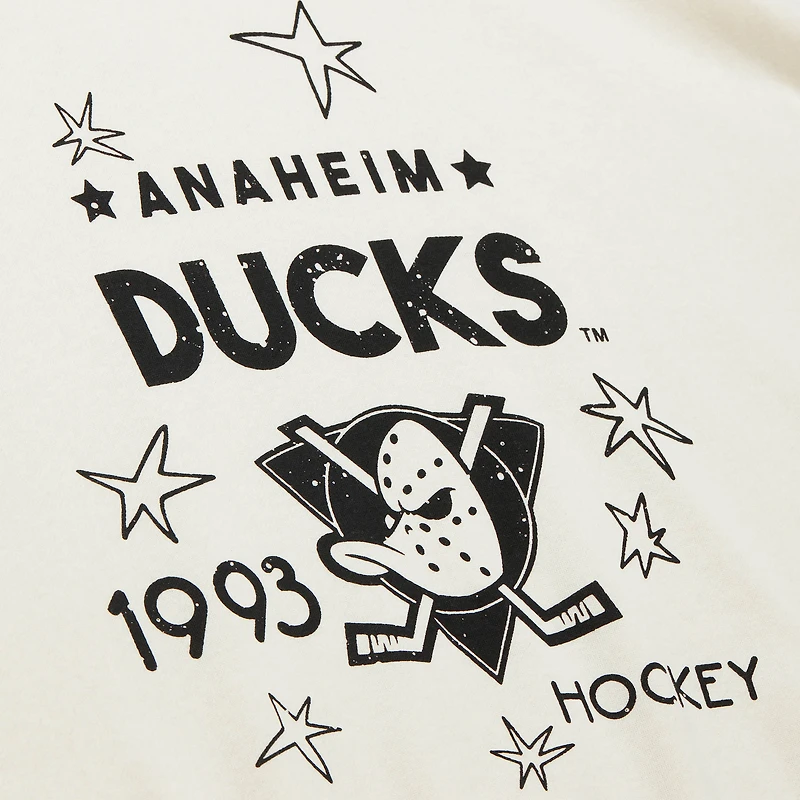 Women's Mitchell & Ness  Cream Anaheim Ducks Logo 3.0 Sweatshirt
